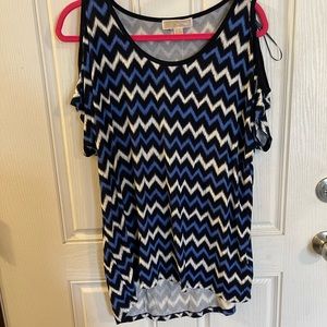 MICHAEL Michael Kors Chevron Open Shoulder Blouse Size L (NWT)
